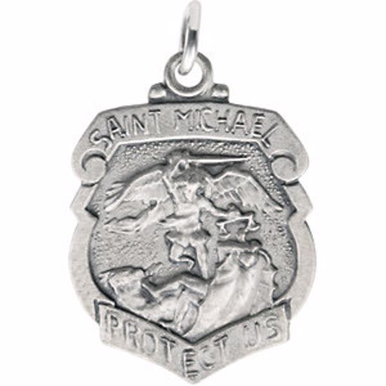 R5060:67343:P Sterling Silver 18x14mm St. Michael Medal