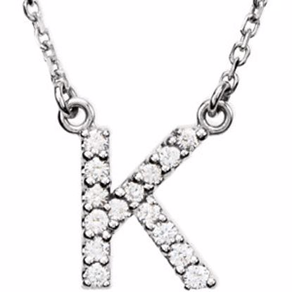 67311:110:P 14kt White Letter "K" 1/8 CTW Diamond 16" Necklace