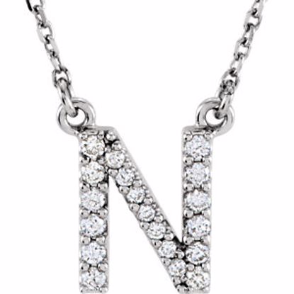 67311:113:P 14kt White Letter "N" 1/6 CTW Diamond 16" Necklace