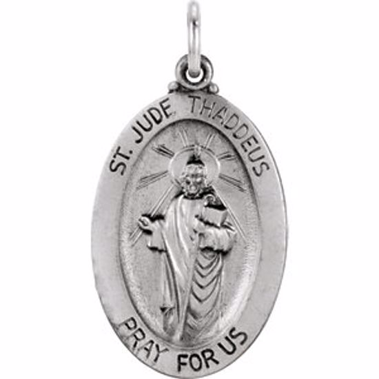 R5034:63233:P Sterling Silver 30x16.5mm Oval St. Jude Thaddeus Medal