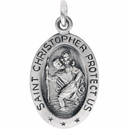 R5023:67328:P Sterling Silver 17x11mm Oval St. Christopher Medal