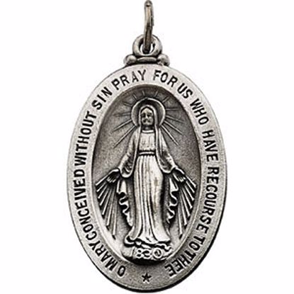 R5020:67326:P Sterling Silver 30x20mm Oval Miraculous Medal Only