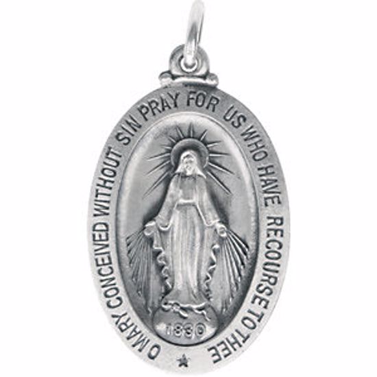 R5020:67327:P Sterling Silver 28.5x17.5mm Oval Miraculous Medal Only