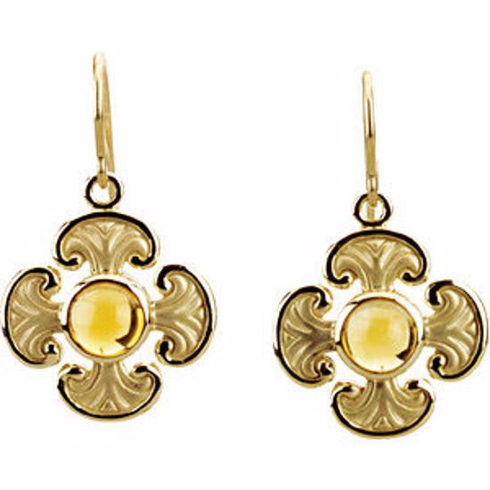 R16585C:101:P Genuine Citrine Maltese Cross Earrings