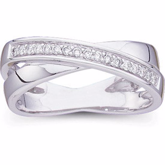 61510:60011:P 14kt White 1/6 CTW Diamond Overlap Ring Size 9.5