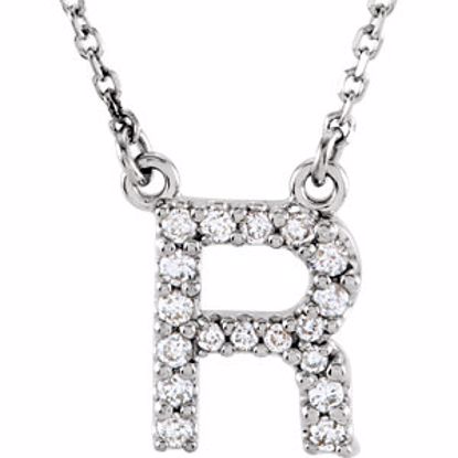 67311:117:P 14kt White Letter "R" 1/6 CTW Diamond 16" Necklace