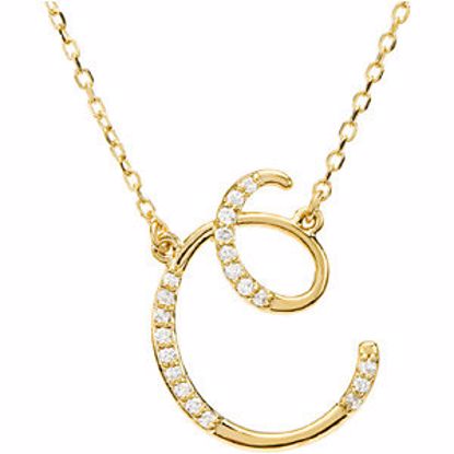 67399:105:P 14kt Yellow Letter "C" 1/10 CTW Diamond Initial 17" Necklace