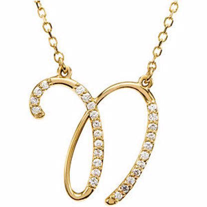 67399:127:P 14kt Yellow Letter "N" 1/8 CTW Diamond Initial 17" Necklace