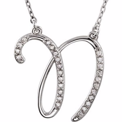 67399:126:P 14kt White Letter "N" 1/8 CTW Diamond Initial 17" Necklace