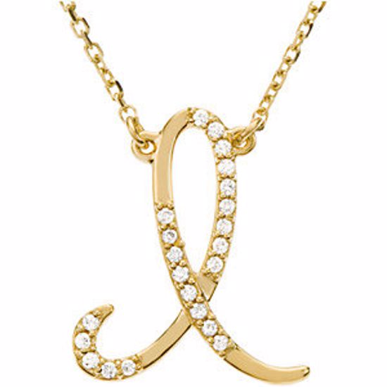 67399:117:P 14kt Yellow Letter "I" 1/8 CTW Diamond Initial 17" Necklace