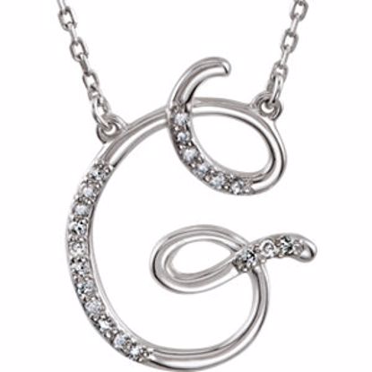 67399:112:P 14kt White Letter "G" 1/10 CTW Diamond Initial 17" Necklace