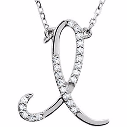 67399:116:P 14kt White Letter "I" 1/8 CTW Diamond Initial 17" Necklace