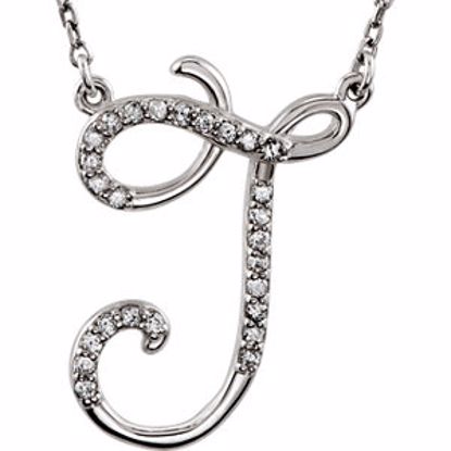 67399:118:P 14kt White Letter "J" 1/8 CTW Diamond Initial 17" Necklace