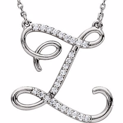 67399:150:P 14kt White Letter "Z" 1/8 CTW Diamond Initial 17" Necklace