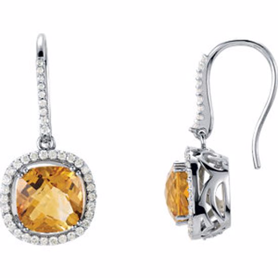 69245:100:P 14kt White Citrine & 3/4 CTW Diamond Earrings