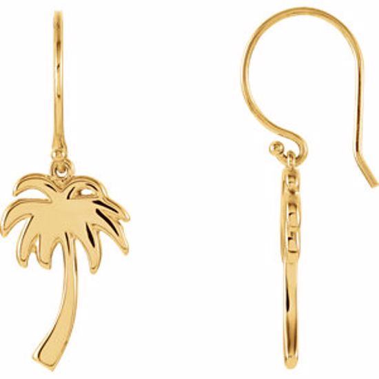 84609:100:P 14kt Yellow Petite Palm Tree Earrings