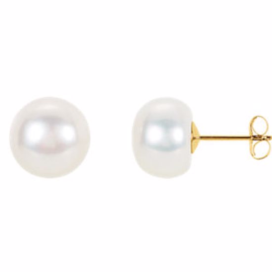 67457:60001:P 14kt Yellow 10mm to 11mm Freshwater Cultured Pearl Earrings