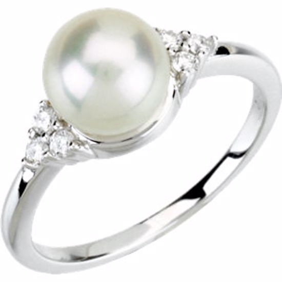 67462:101:P 14kt White 7-8mm Freshwater Cultured Pearl & 1/8 CTW Diamond Ring