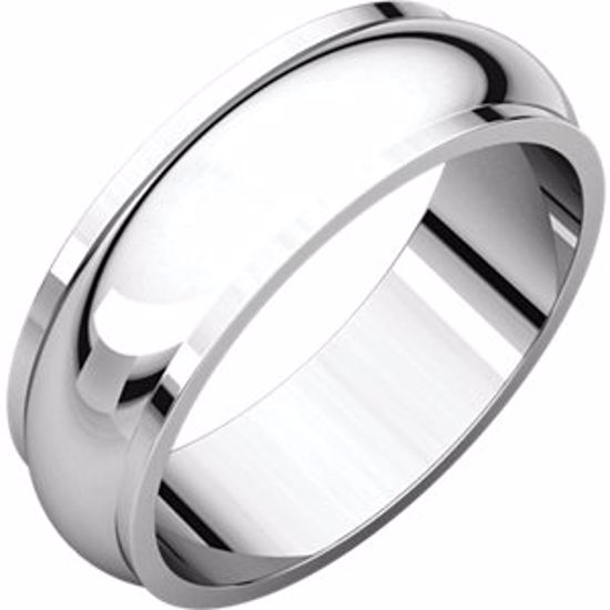 HRE11:32976:P 10kt White 6mm Half Round Edge Band