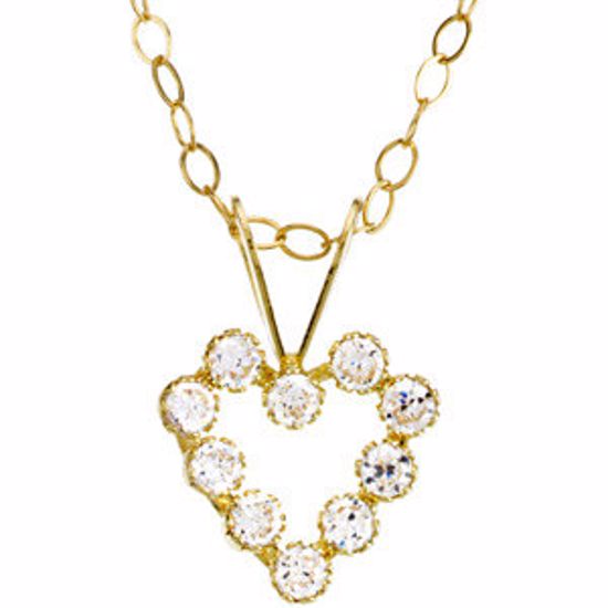 19696:60001:P 14kt Yellow Youth Cubic Zirconia 15" Necklace