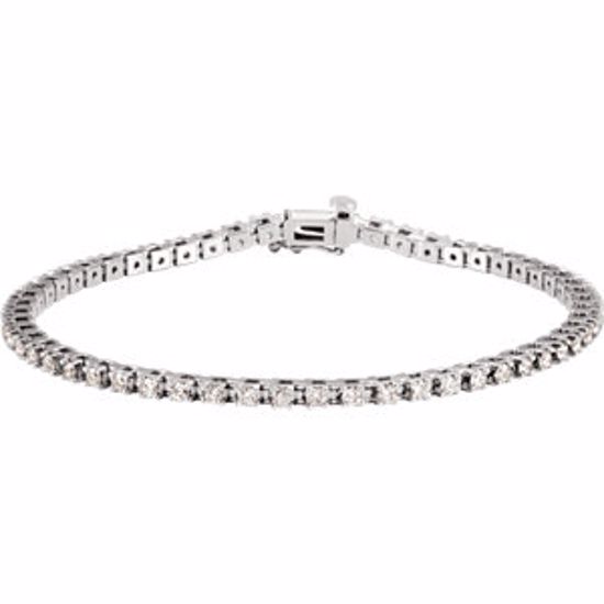 67397:60001:P 14kt White 2 CTW Diamond Line 7.25" Bracelet 