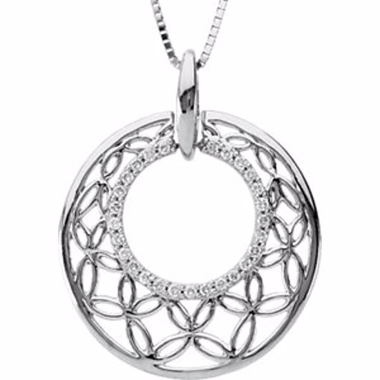 67511:103:P 14kt White 1/4 CTW Diamond Openwork Circle 18" Necklace