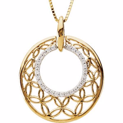 67511:102:P 14kt Yellow 1/4 CTW Diamond Openwork Circle 18" Necklace