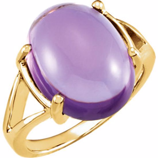 67220:71482:P 14kt Yellow 16x12mm Cabochon Amethyst Ring 