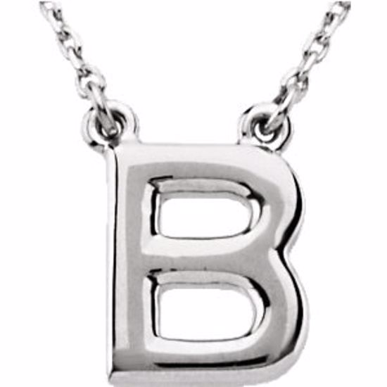 84634:104:P 14kt White Letter "B" Block Initial 16" Necklace