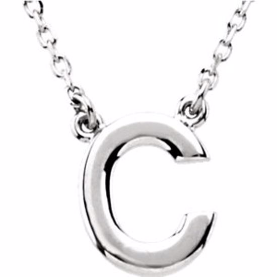 84634:147:P 14KW Letter "C" Block Initial 16" Necklace