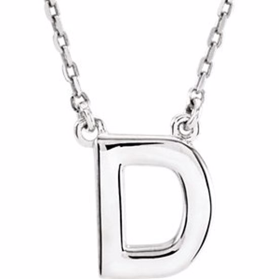 84634:108:P 14kt White Letter "D" Block Initial 16" Necklace