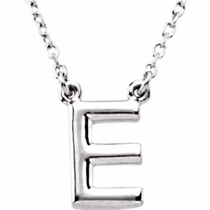 84634:112:P Sterling Silver Letter "E" Block Initial 16" Necklace