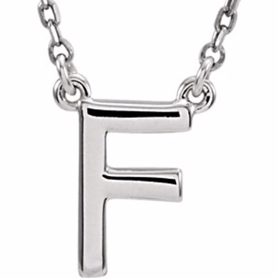 84634:316234:P 14kt White Letter "F" Block Initial 16" Necklace