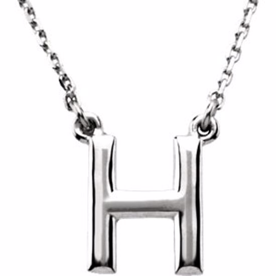 84634:150:P 14kt White Letter "H" Block Initial 16" Necklace