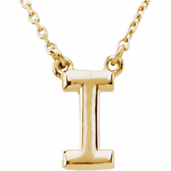 84634:118:P 14kt Yellow Letter "I" Block Initial 16" Necklace