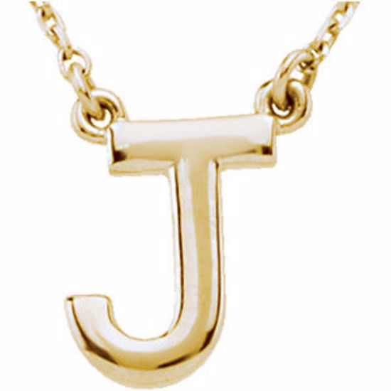 84634:122:P 14kt Yellow Letter "J" Block Initial 16" Necklace