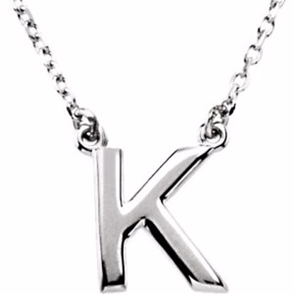 84634:127:P 14kt White Letter "K" Block Initial 16" Necklace