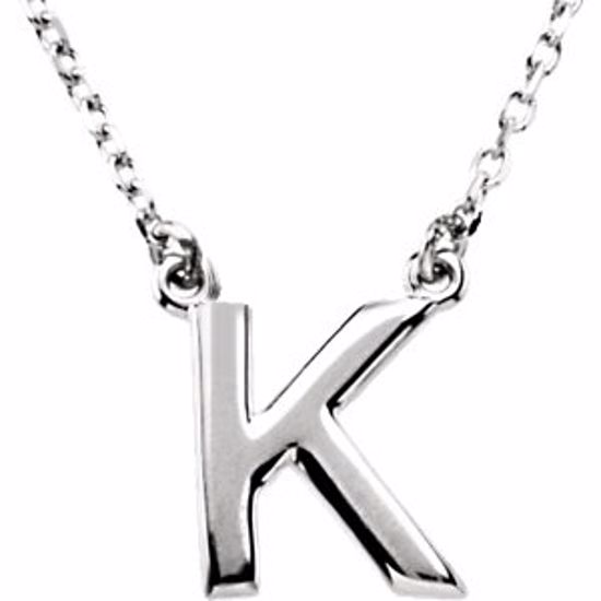 84634:128:P Sterling Silver Letter "K" Block Initial 16" Necklace