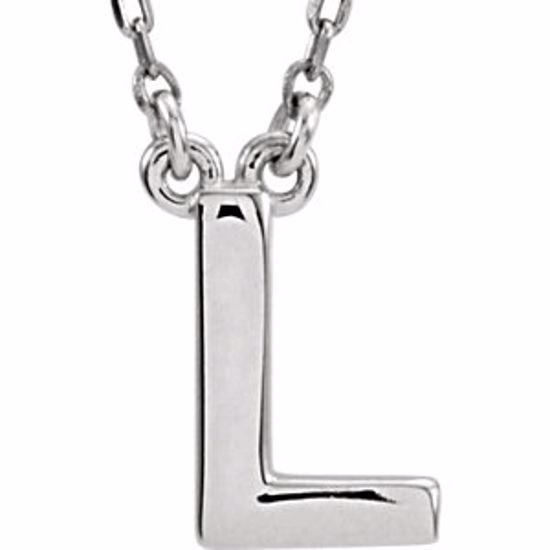 84634:316232:P 14kt White Letter "L" Block Initial 16" Necklace