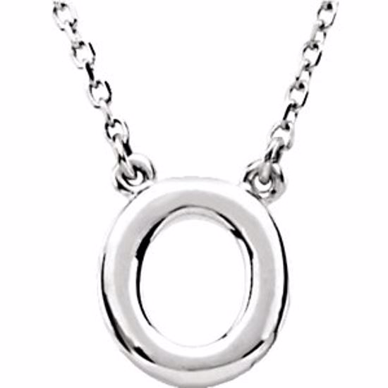 84634:135:P 14kt White Letter "O" Block Initial 16" Necklace