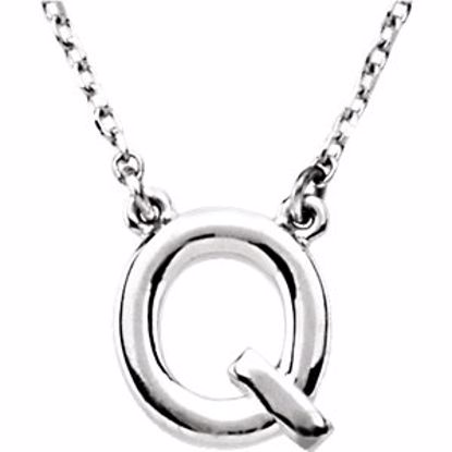 84634:139:P 14kt White Letter "Q" Block Initial 16" Necklace