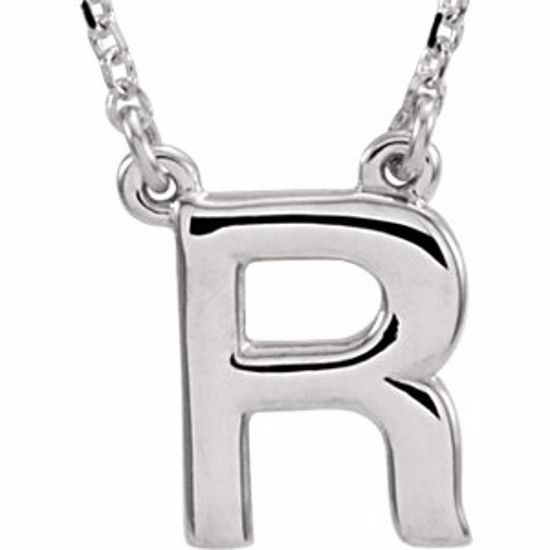 84634:316230:P 14kt White Letter "R" Block Initial 16" Necklace