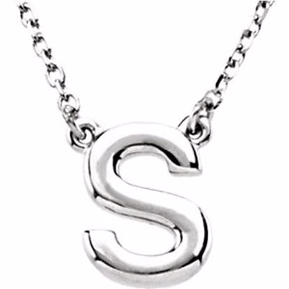 84634:316229:P 14kt White Letter "S" Block Initial 16" Necklace