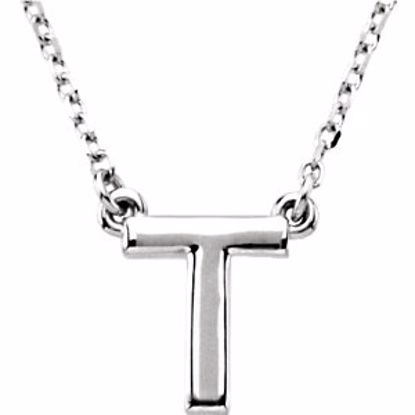 84634:165:P 14kt White Letter "T" Block Initial 16" Necklace