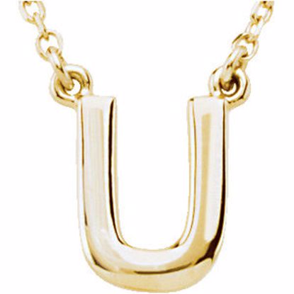 84634:316213:P 14kt Yellow Letter "U" Block Initial 16" Necklace