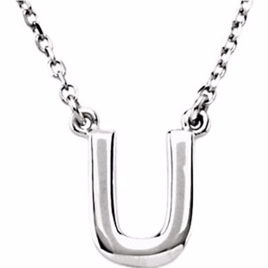 84634:316212:P Sterling Silver Letter "U" Block Initial 16" Necklace