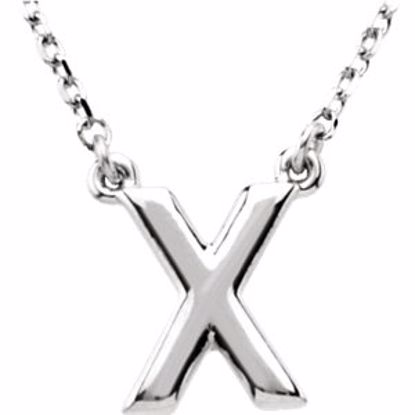 84634:316226:P 14kt White Letter "X" Block Initial 16" Necklace