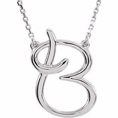 84635:114:P 14kt White "B" Script Initial 16" Necklace