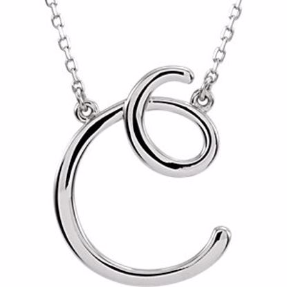 84635:106:P 14kt White "C" Script Initial 16" Necklace