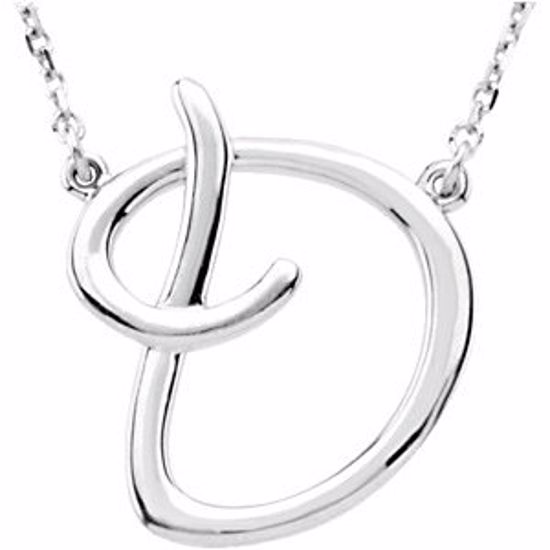 84635:101:P 14kt White "D" Script Initial 16" Necklace